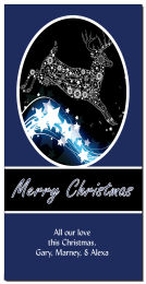 Black and Blue Christmas Reindeer Flying Stars Cards  4